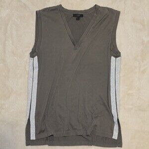 J.Crew Women’s Sleeveless V-Neck Top Size Small Gray with Silver Side Stripes